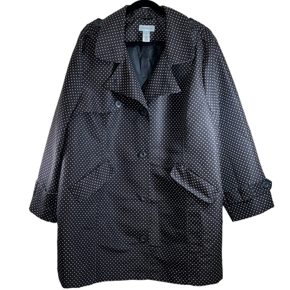 Catherine's Black and White Polka Dot Rain Jacket, Women's 2X
